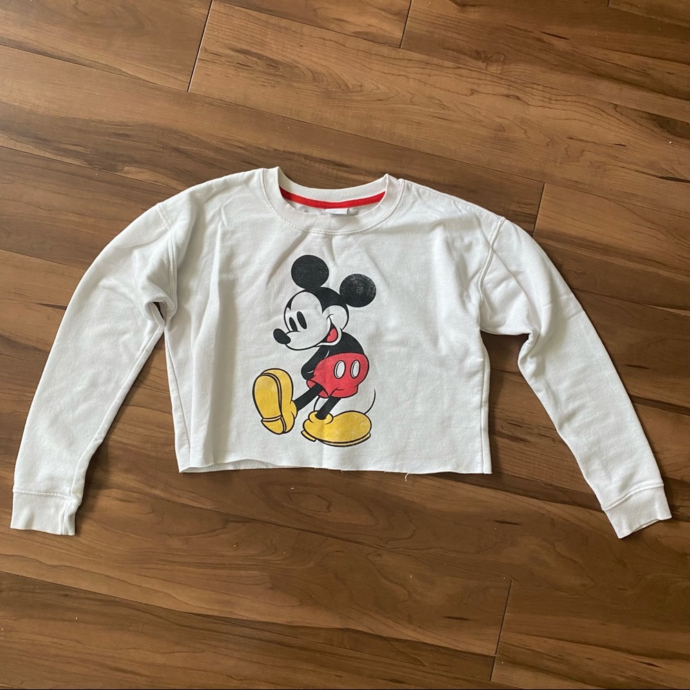Vintage mickey mouse off white crop sweater small